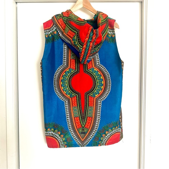 Custom Mena Mode African Hooded Dashiki Shirt – Bright, Slim Fit, Worn Once - Picture 3 of 4